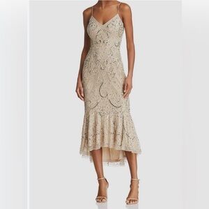 Aidan Mattox embellished Beige High Low Dress